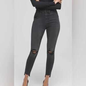Good American Faded Black Distressed Skinny Jeans size 2/26